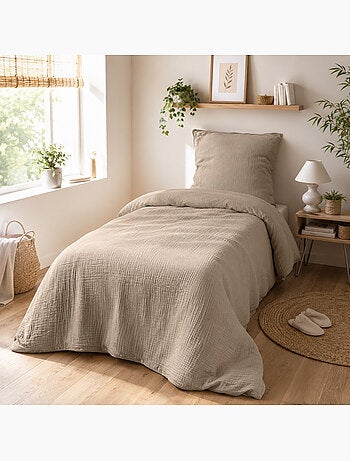 Housse de Couette 1 Personne Gaze de Coton 57 Fils