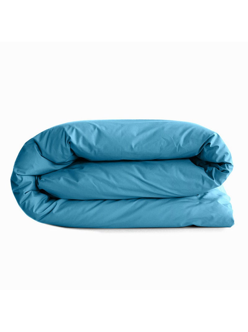 Housse de couette 1 place coton 57 fils Bleu cyan - Kiabi
