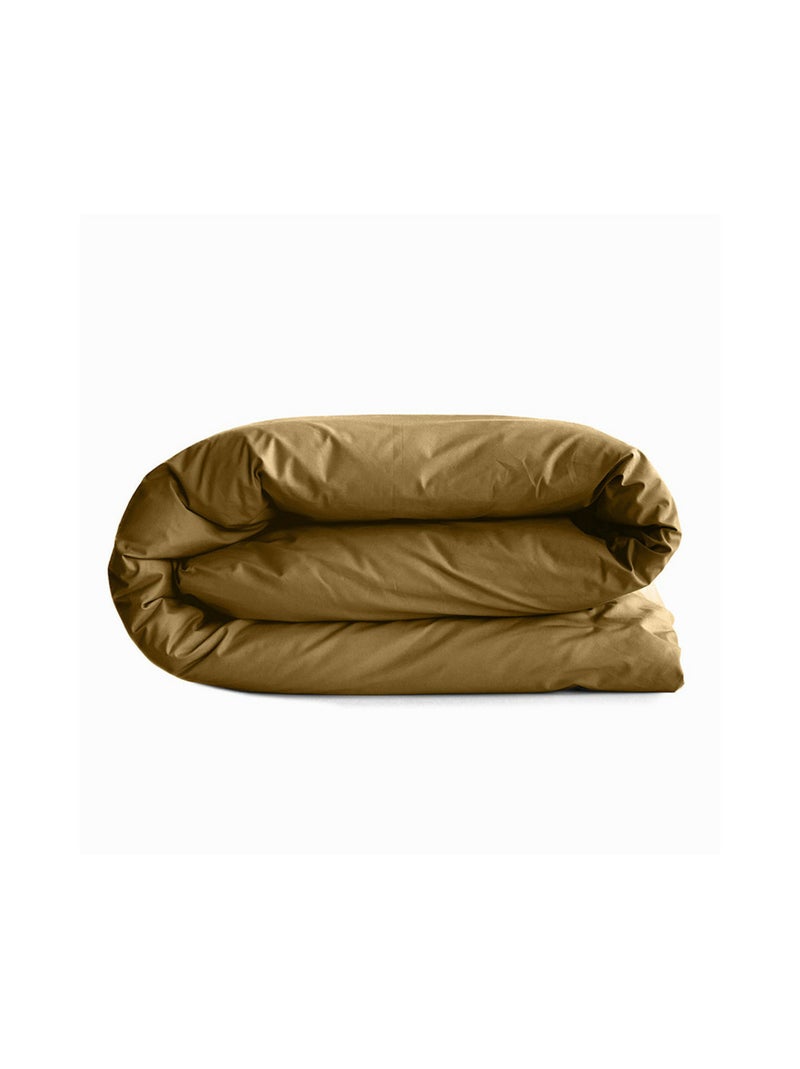 Housse de couette 1 place coton 57 fils Marron caramel - Kiabi