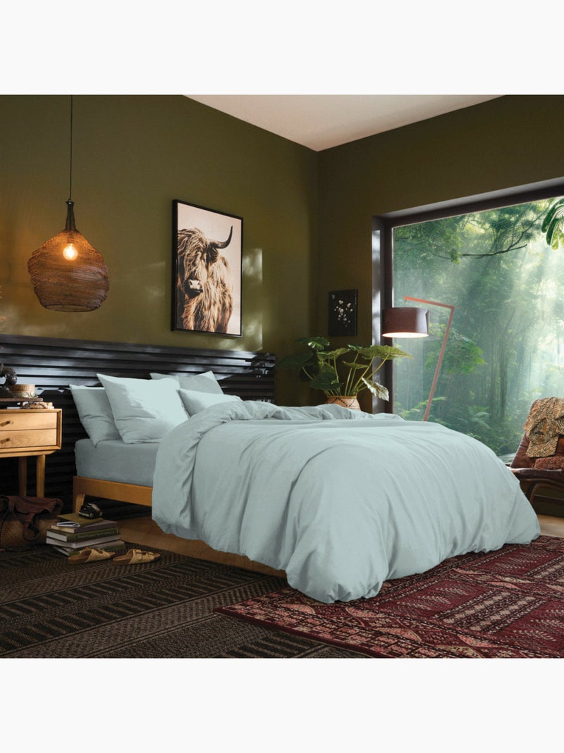 Housse de couette 1 place coton 57 fils Menthe - Kiabi