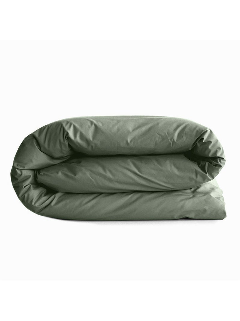 Housse de couette 1 place coton 57 fils Vert romarin - Kiabi