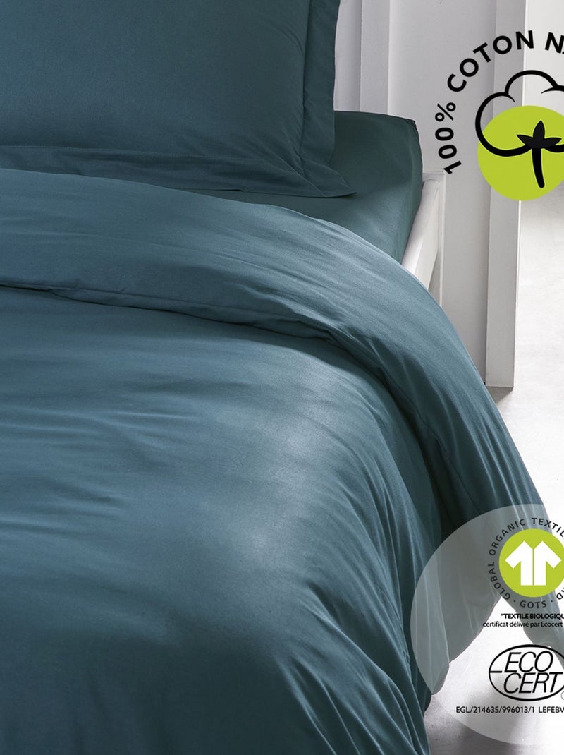 Housse de couette 1 place en coton BIO Bleu - Kiabi