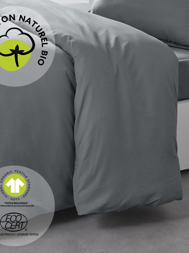 Housse de couette 1 place en coton BIO Gris - Kiabi