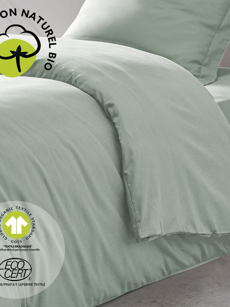 Housse de couette 1 place en coton BIO Vert - Kiabi