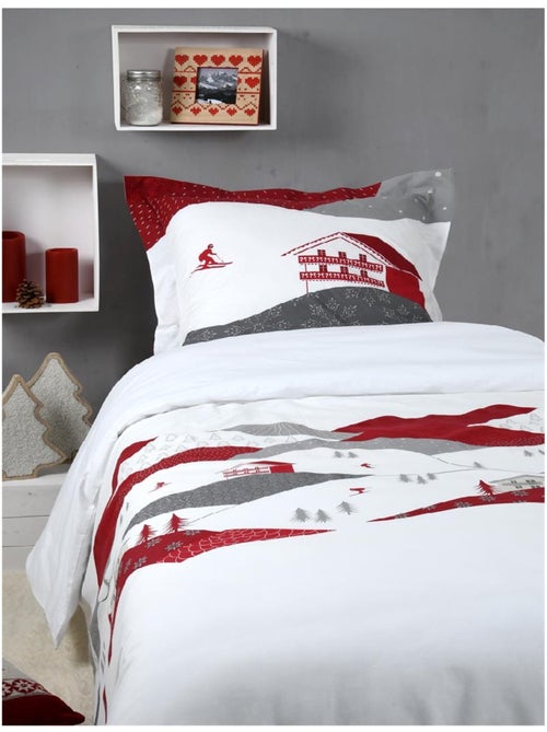 Housse de couette + 1 taie 140 x 200 cm Albiez montagne - Kiabi Housse de couette + 1 taie 140 x 200 cm Albiez montagne - Kiabi