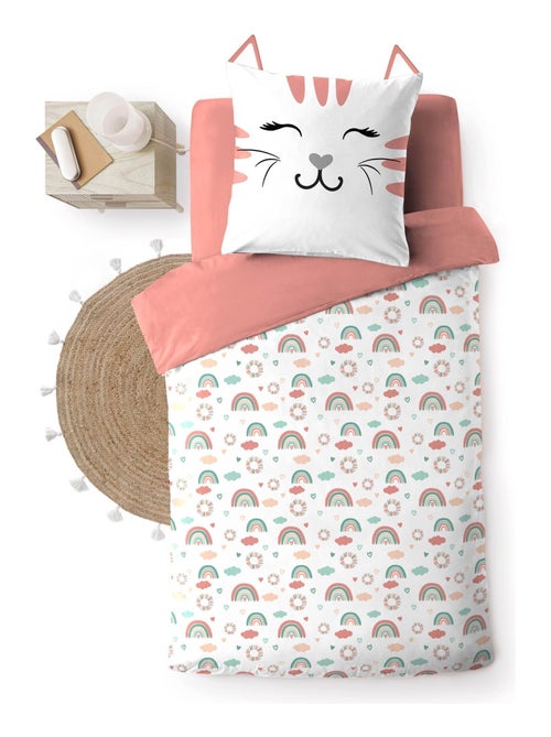 Housse de couette + 1 taie 140 x 200 cm Chatchat - Kiabi