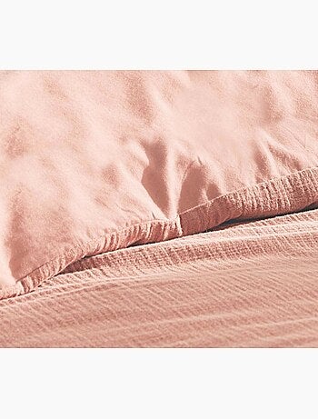 Housse de couette + 1 taie 140 x 200 cm en gaze de coton Rose