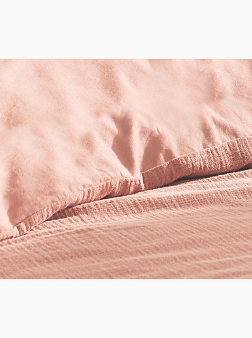 Housse de couette + 1 taie 140 x 200 cm en gaze de coton Rose - Kiabi Housse de couette + 1 taie 140 x 200 cm en gaze de coton Rose - Kiabi