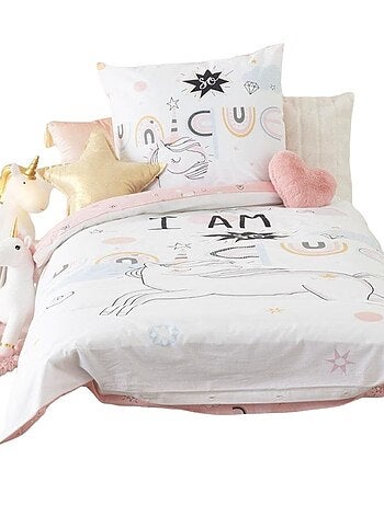 Housse de couette + 1 taie 140 x 200 cm I am a Licorne