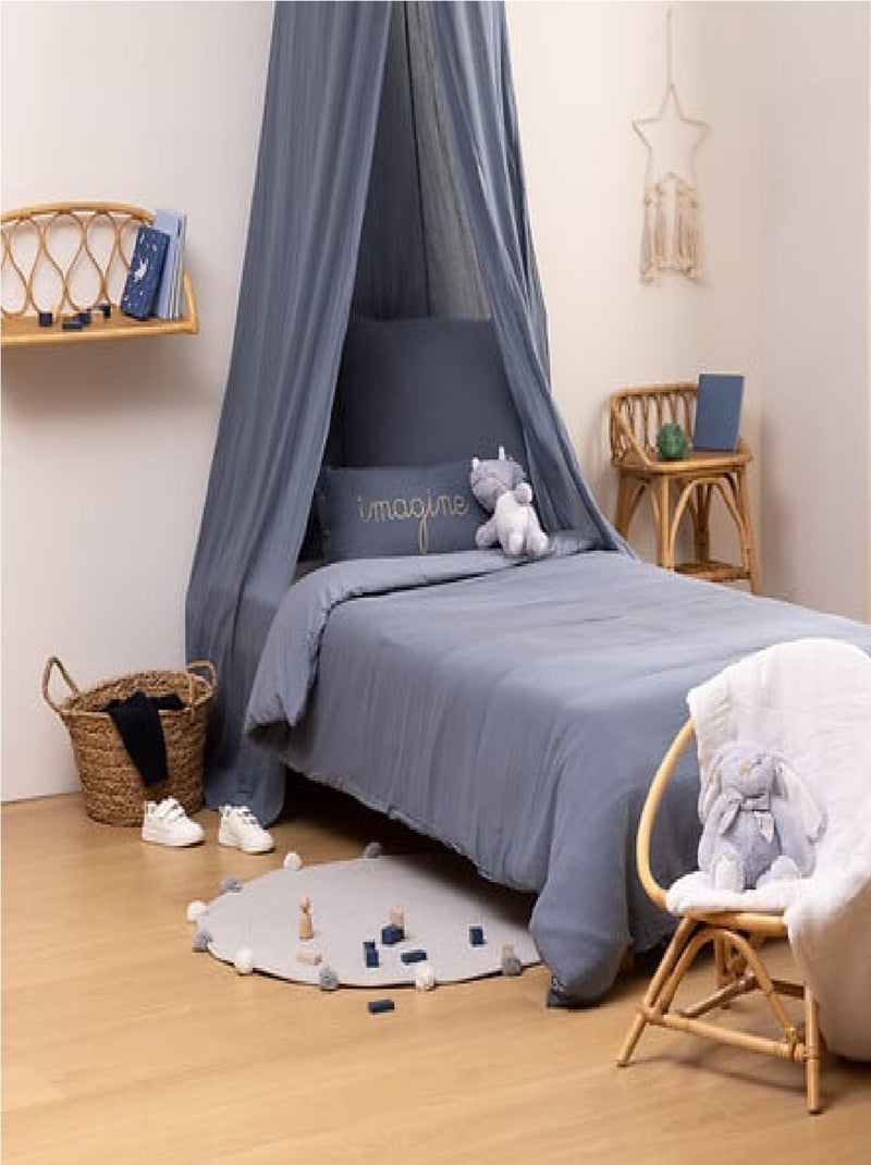 Housse de couette + 1 taie 140 x 200 cm Lilie Bleu - Kiabi