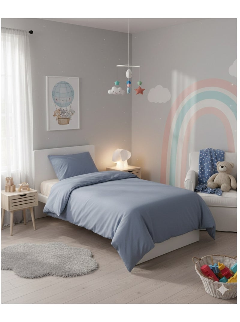 Housse de couette + 1 taie 140 x 200 cm Lilie Bleu - Kiabi