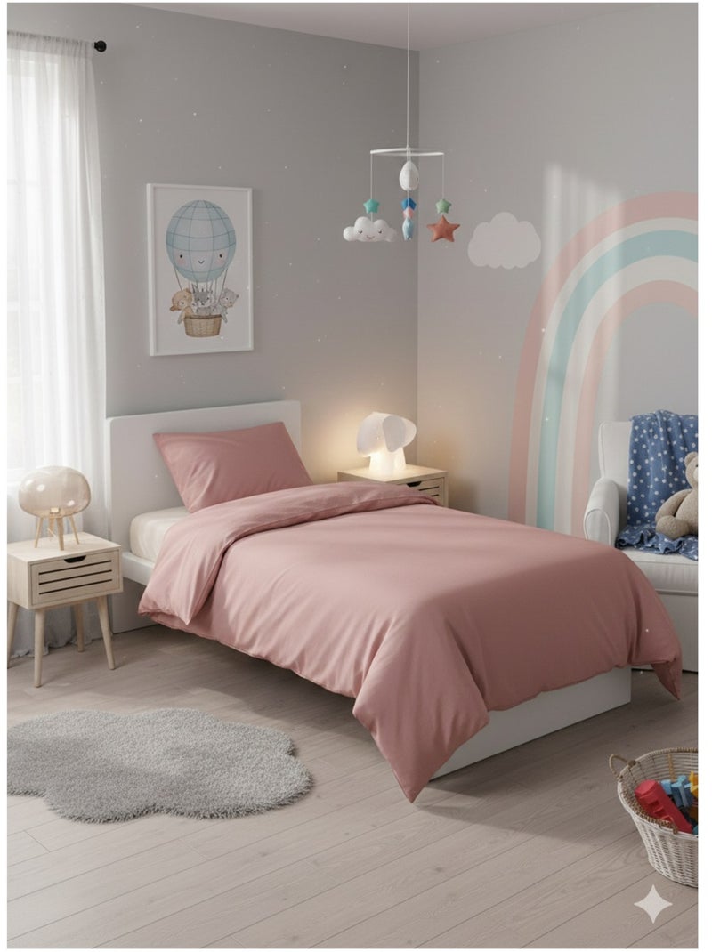Housse de couette + 1 taie 140 x 200 cm Lilie Rose - Kiabi
