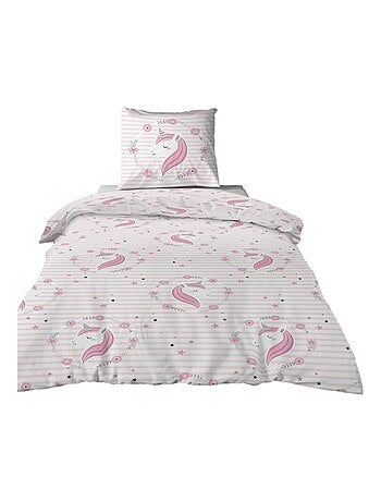 Housse de couette + 1 taie 140 x 200 cm Rina petite licorne