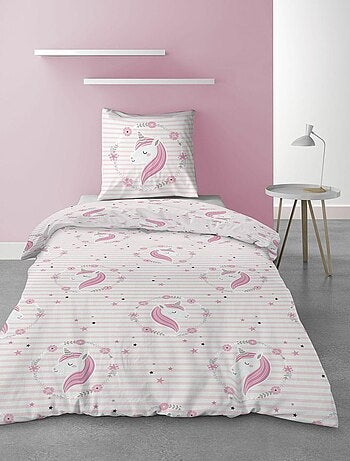 Housse de couette + 1 taie 140 x 200 cm Rina petite licorne