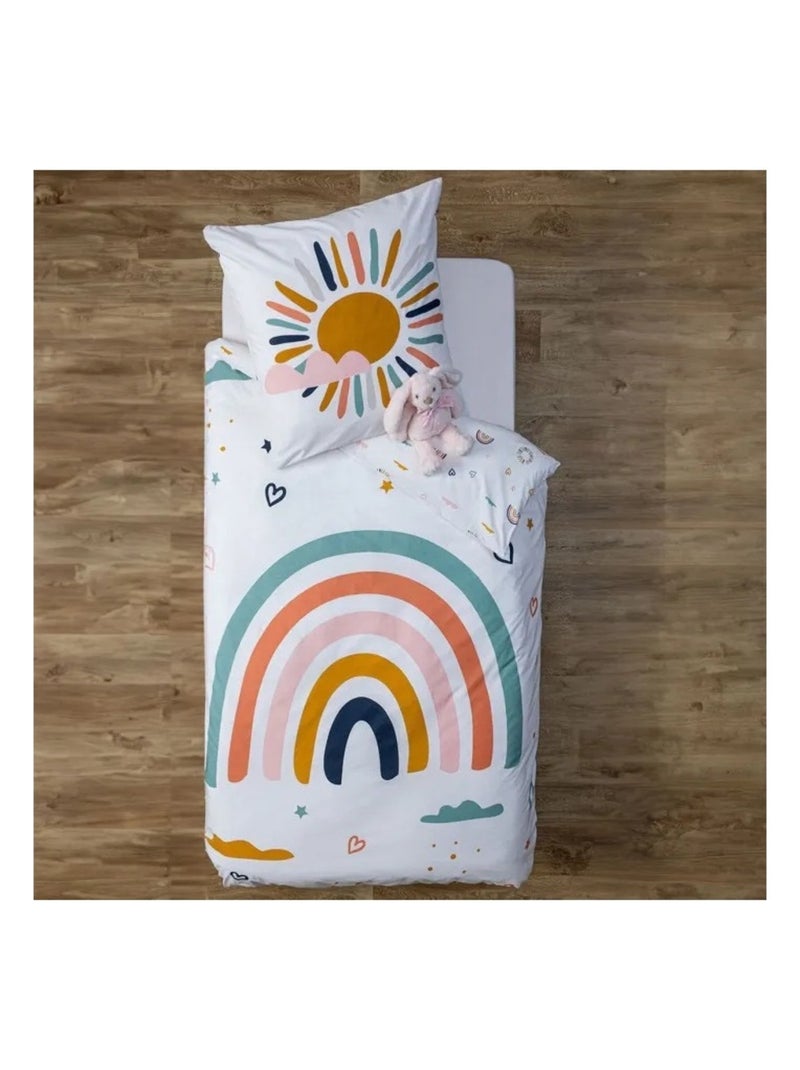 Housse de couette + 1 taie Arc en ciel de douceur Blanc - Kiabi