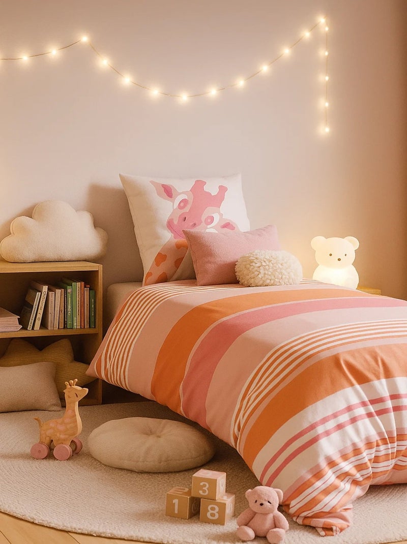 Housse de couette + 1 taie Chateau de princesse Orange - Kiabi