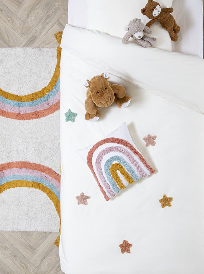 Housse de couette + 1 taie coton lave Petites etoiles Blanc - Kiabi