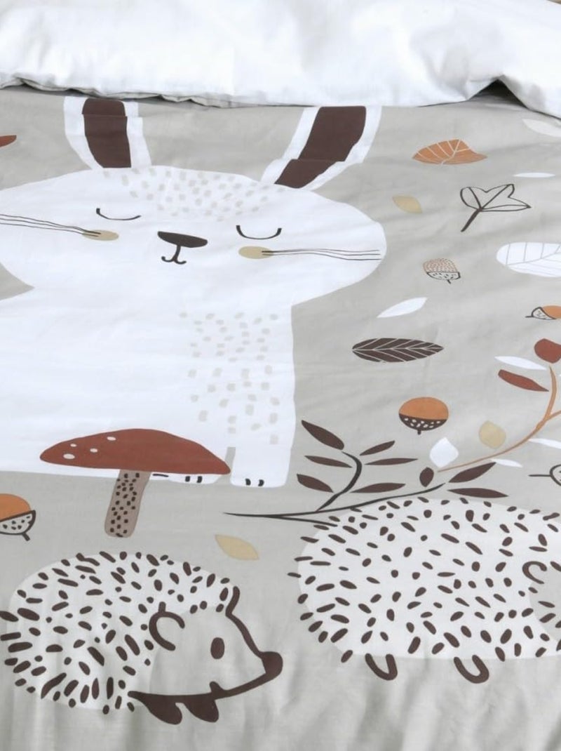 Housse de couette + 1 taie Gabin le petit lapin Beige - Kiabi
