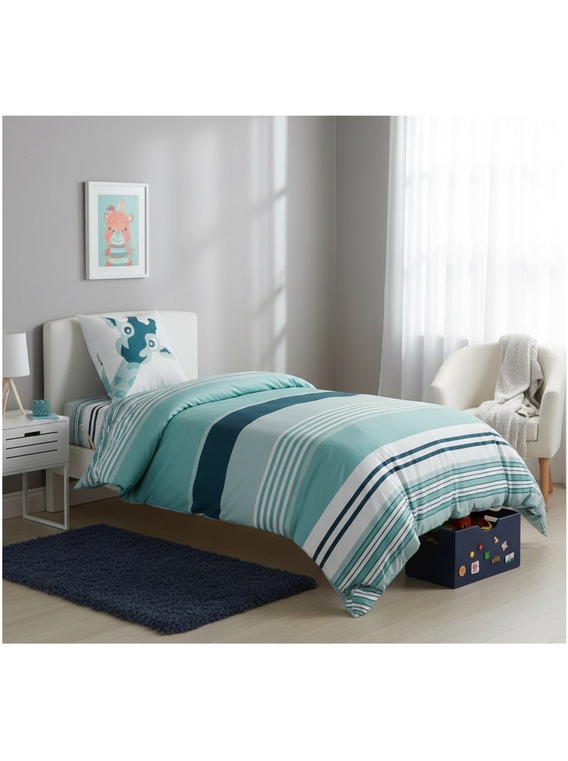 Housse de couette + 1 taie Jolie Girafe Bleu canard - Kiabi
