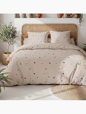 Housse de couette 100% coton 57 fils + 2 taies d’oreiller