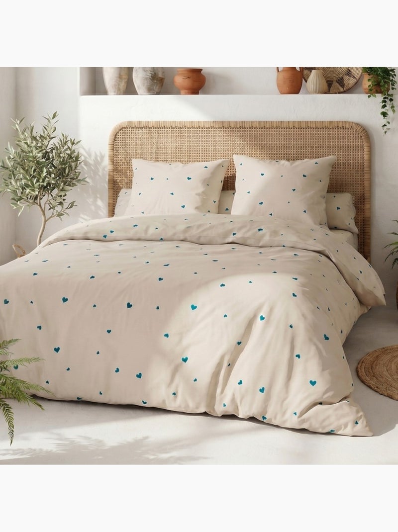 Housse de couette 100% coton 57 fils + 2 taies d’oreiller Beige - Kiabi