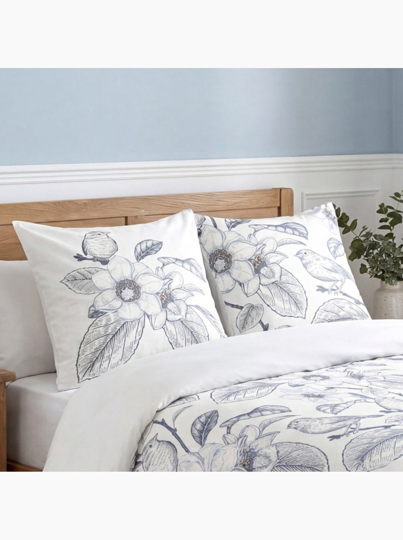 Housse de couette 100% coton 57 fils + 2 taies d’oreiller Blanc - Kiabi