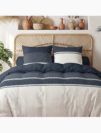 Housse de couette 100% coton 57 fils + 2 taies d’oreiller