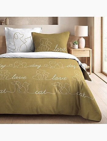 Housse de couette 100% coton 57 fils + 2 taies d’oreiller