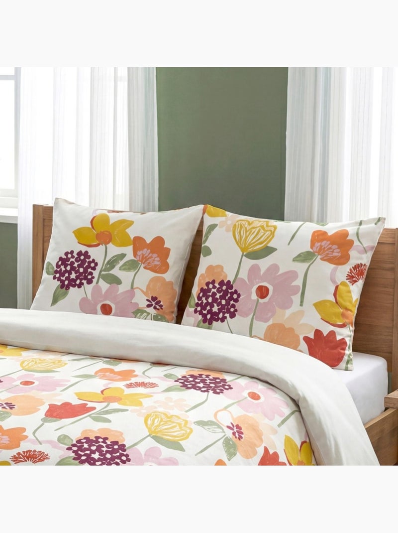 Housse de couette 100% coton 57 fils + 2 taies d’oreiller Multicolore - Kiabi
