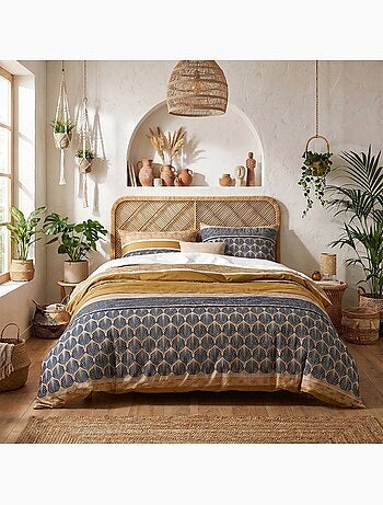 Housse de couette 100% coton 57 fils + 2 taies d’oreiller