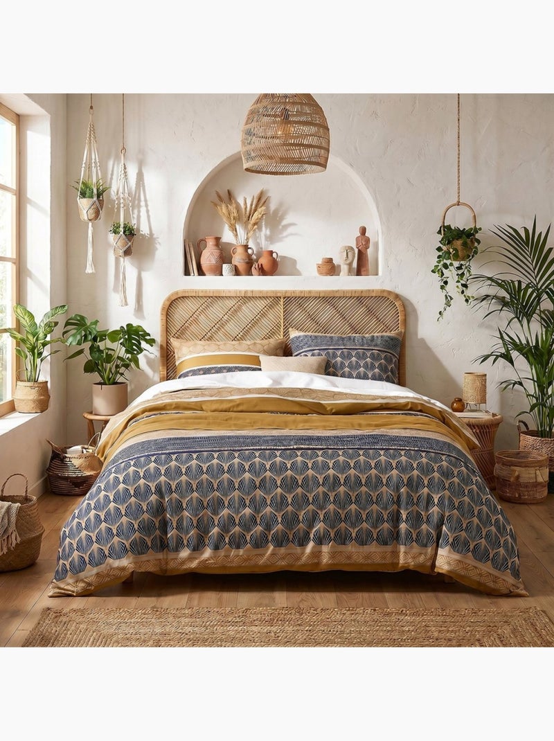 Housse de couette 100% coton 57 fils + 2 taies d’oreiller Multicolore - Kiabi