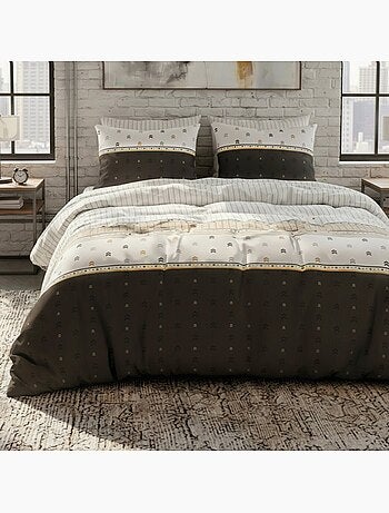 Housse de couette 100% coton 57 fils + 2 taies d’oreiller