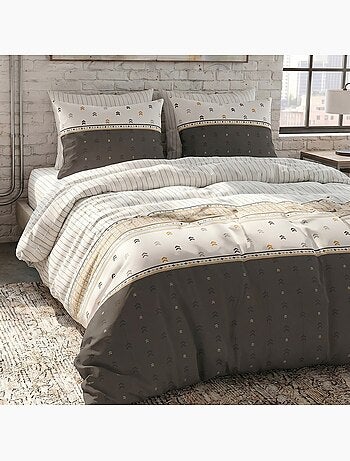 Housse de couette 100% coton 57 fils + 2 taies d’oreiller