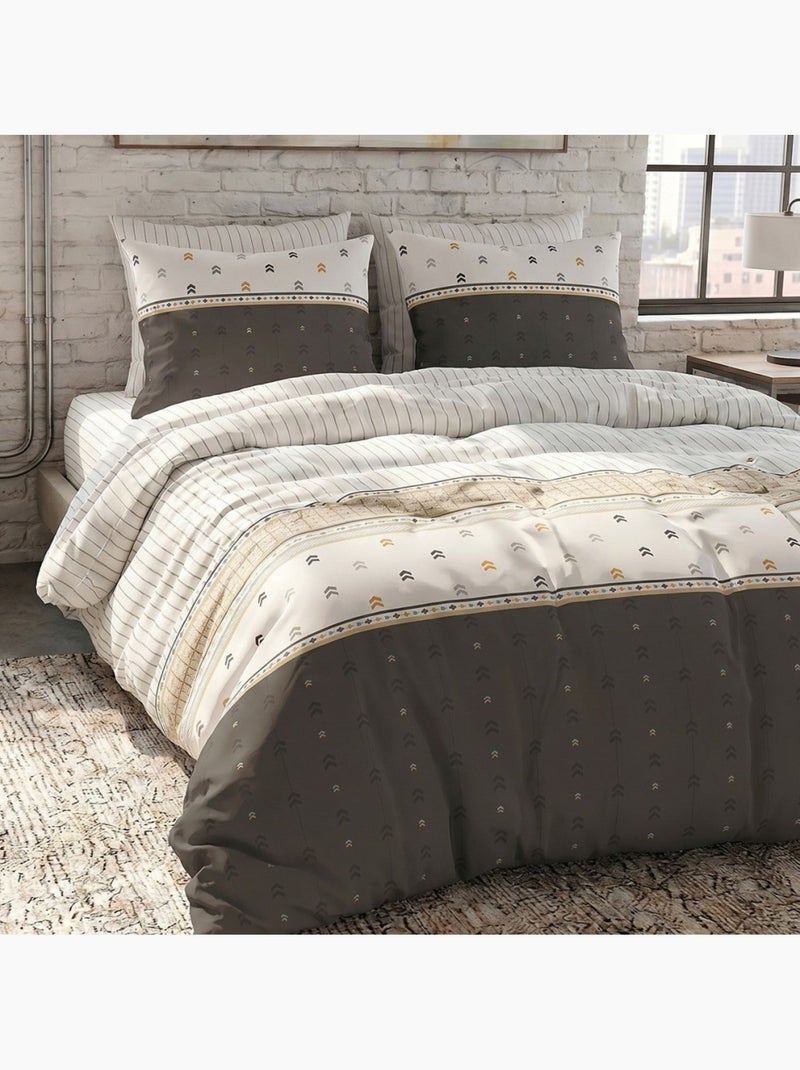 Housse de couette 100% coton 57 fils + 2 taies d’oreiller Multicolore - Kiabi
