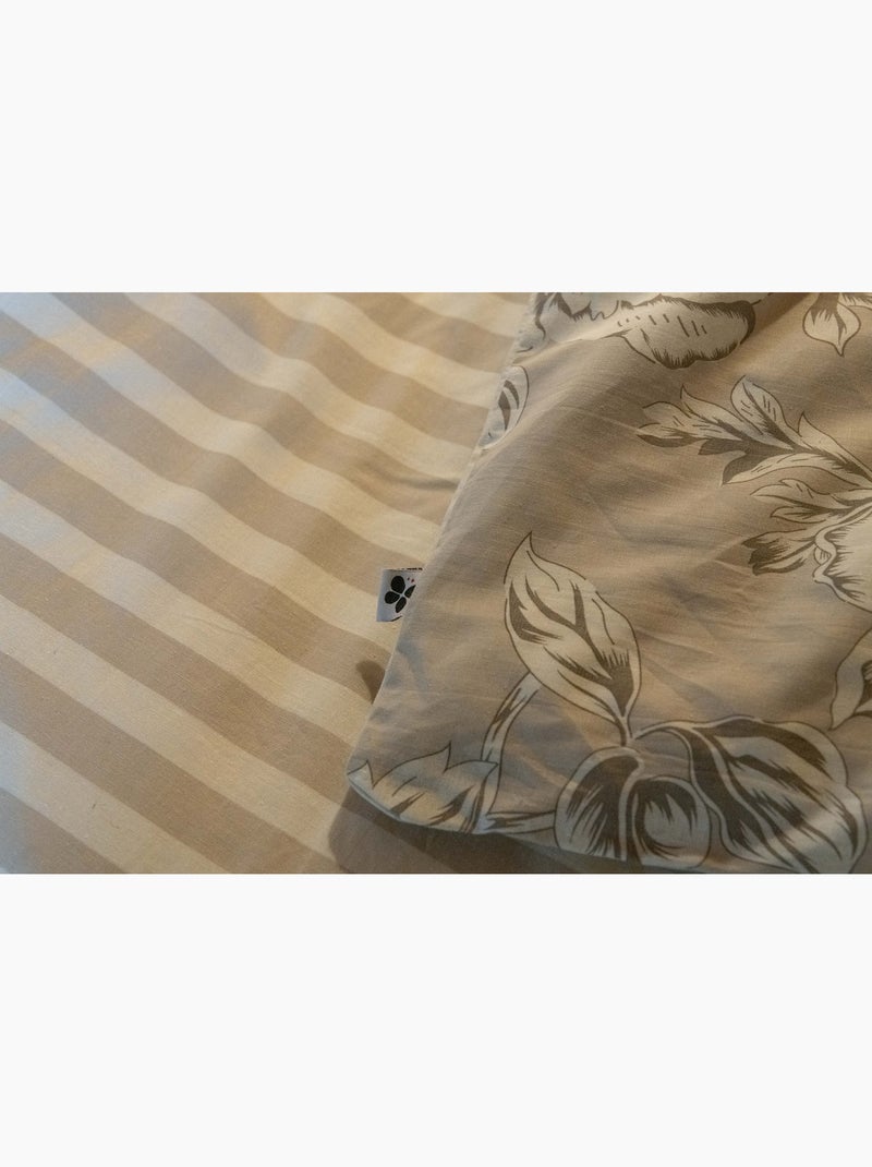 Housse de couette 100% coton 57 fils imprimé nora Beige - Kiabi