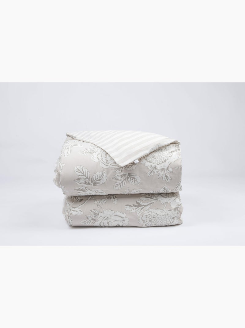 Housse de couette 100% coton 57 fils imprimé nora Beige - Kiabi