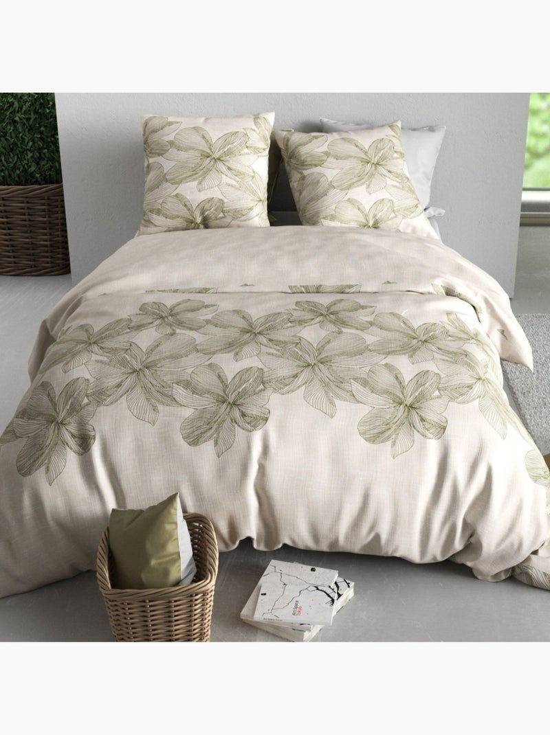 Housse de couette 100% coton 57 fils + taie(s) d'oreiller Beige - Kiabi