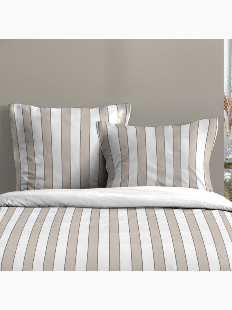 Housse de couette 100% coton 57 fils + taie(s) d'oreiller Beige - Kiabi