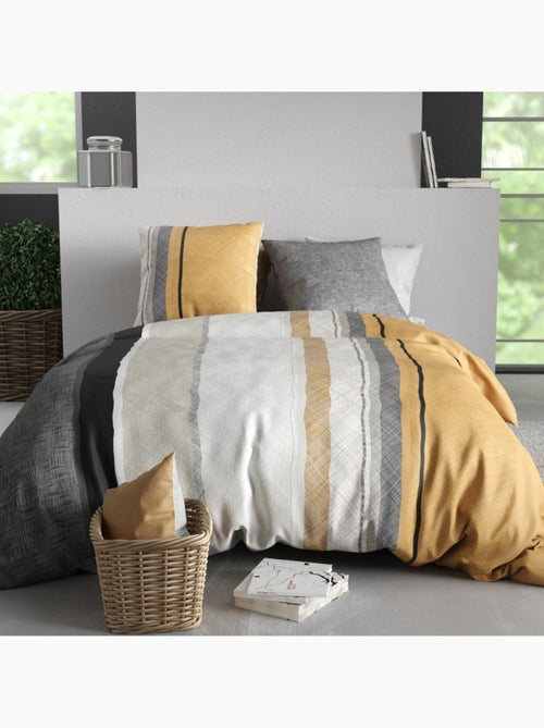 Housse de couette 100% coton 57 fils + taie(s) d'oreiller - Kiabi Housse de couette 100% coton 57 fils + taie(s) d'oreiller - Kiabi