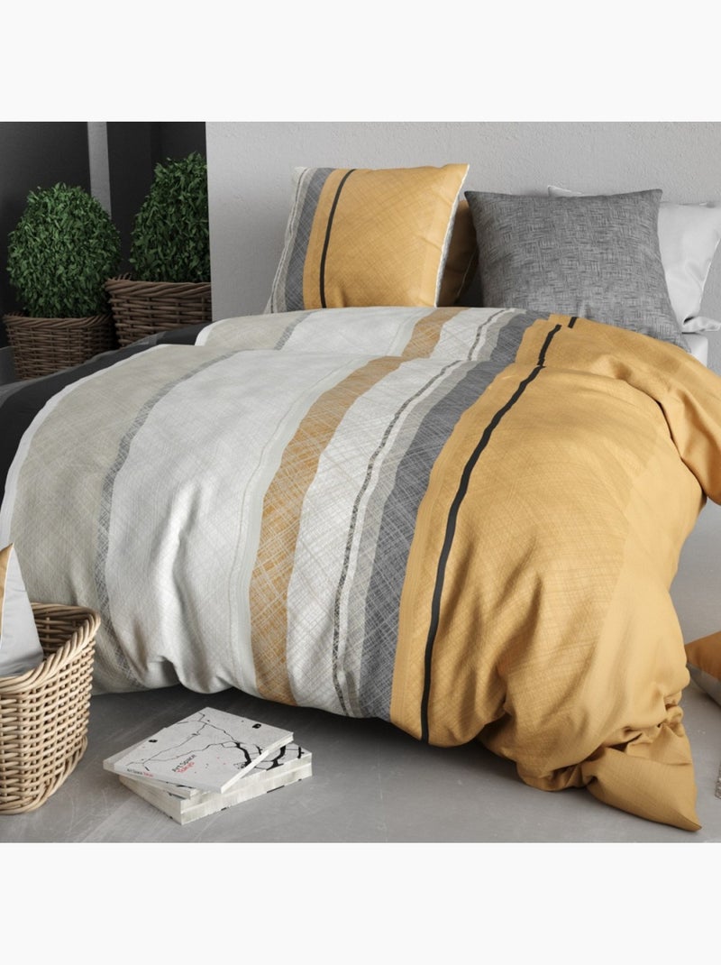 Housse de couette 100% coton 57 fils + taie(s) d'oreiller Gris - Kiabi