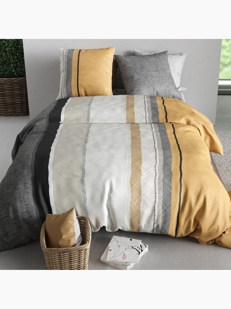 Housse de couette 100% coton 57 fils + taie(s) d'oreiller Gris - Kiabi