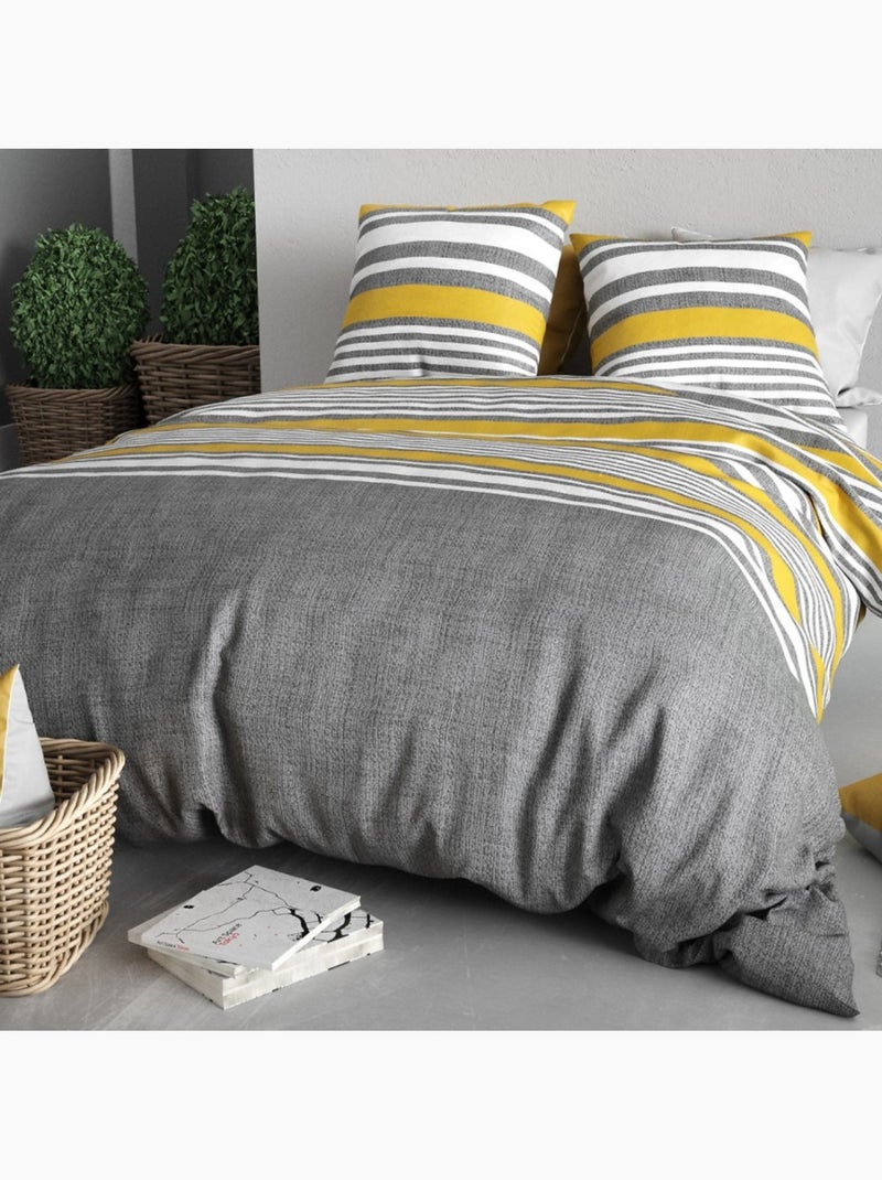 Housse de couette 100% coton 57 fils + taie(s) d'oreiller Gris - Kiabi
