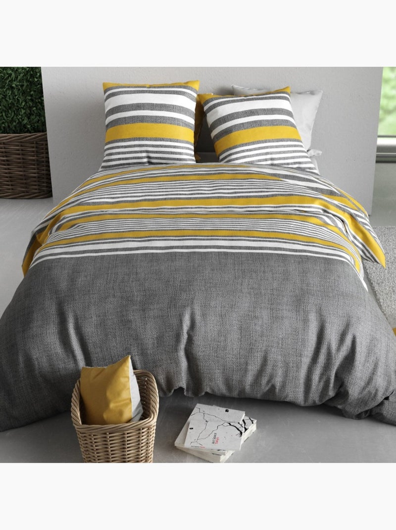 Housse de couette 100% coton 57 fils + taie(s) d'oreiller Gris - Kiabi