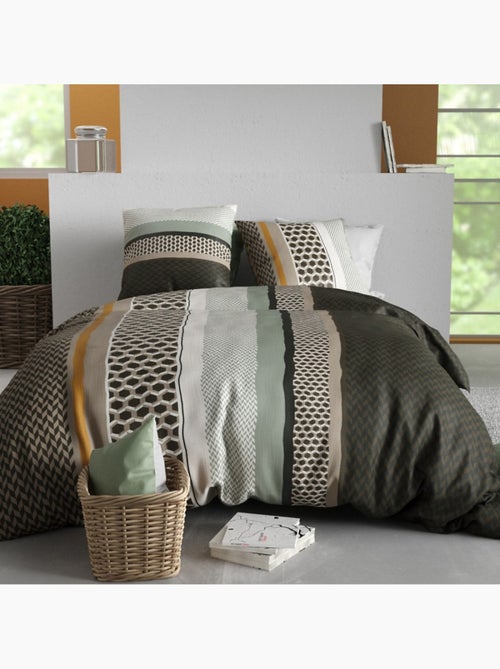 Housse de couette 100% coton 57 fils + taie(s) d'oreiller - Kiabi Housse de couette 100% coton 57 fils + taie(s) d'oreiller - Kiabi