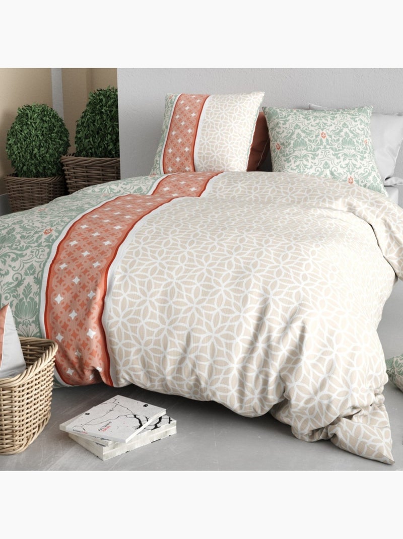 Housse de couette 100% coton 57 fils + taie(s) d'oreiller Multicolore - Kiabi