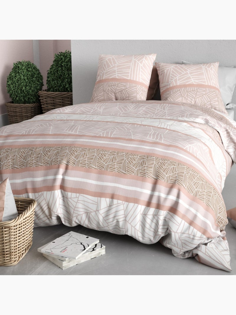 Housse de couette 100% coton 57 fils + taie(s) d'oreiller Rose - Kiabi