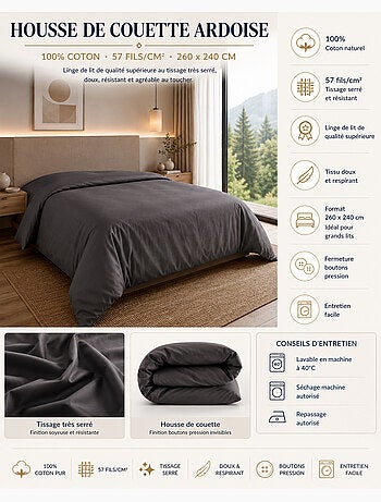 Housse de couette – 100% coton 57 fils/cm² – qualité supérieure