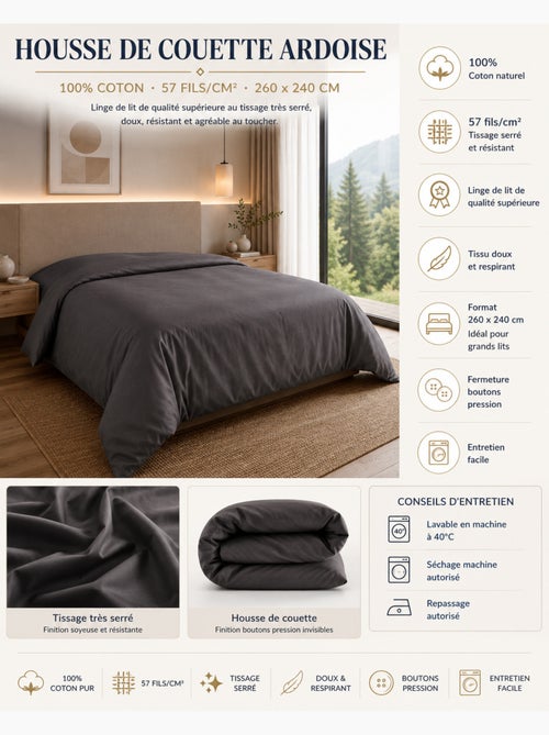 Housse de couette – 100% coton 57 fils/cm² – qualité supérieure - Kiabi Housse de couette – 100% coton 57 fils/cm² – qualité supérieure - Kiabi