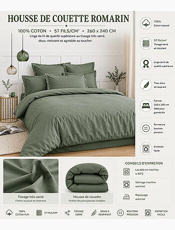 Housse de couette – 100% coton 57 fils/cm² – qualité supérieure