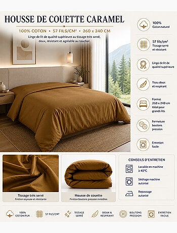 Housse de couette – 100% Coton 57 fils/cm² – Qualité Supérieure